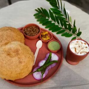 Special Paneer Choley Bhature with sweet Lassi